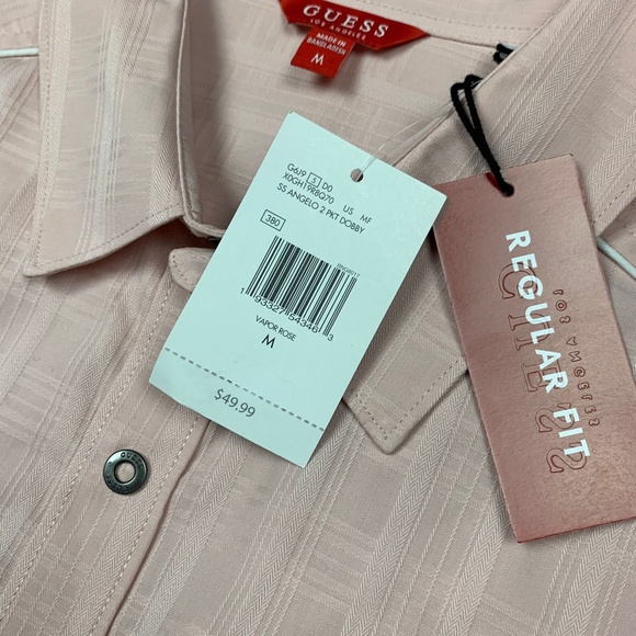 Guess Mens Short Sleeve SS Angelo pink New With Tags - Picture 3 of 8